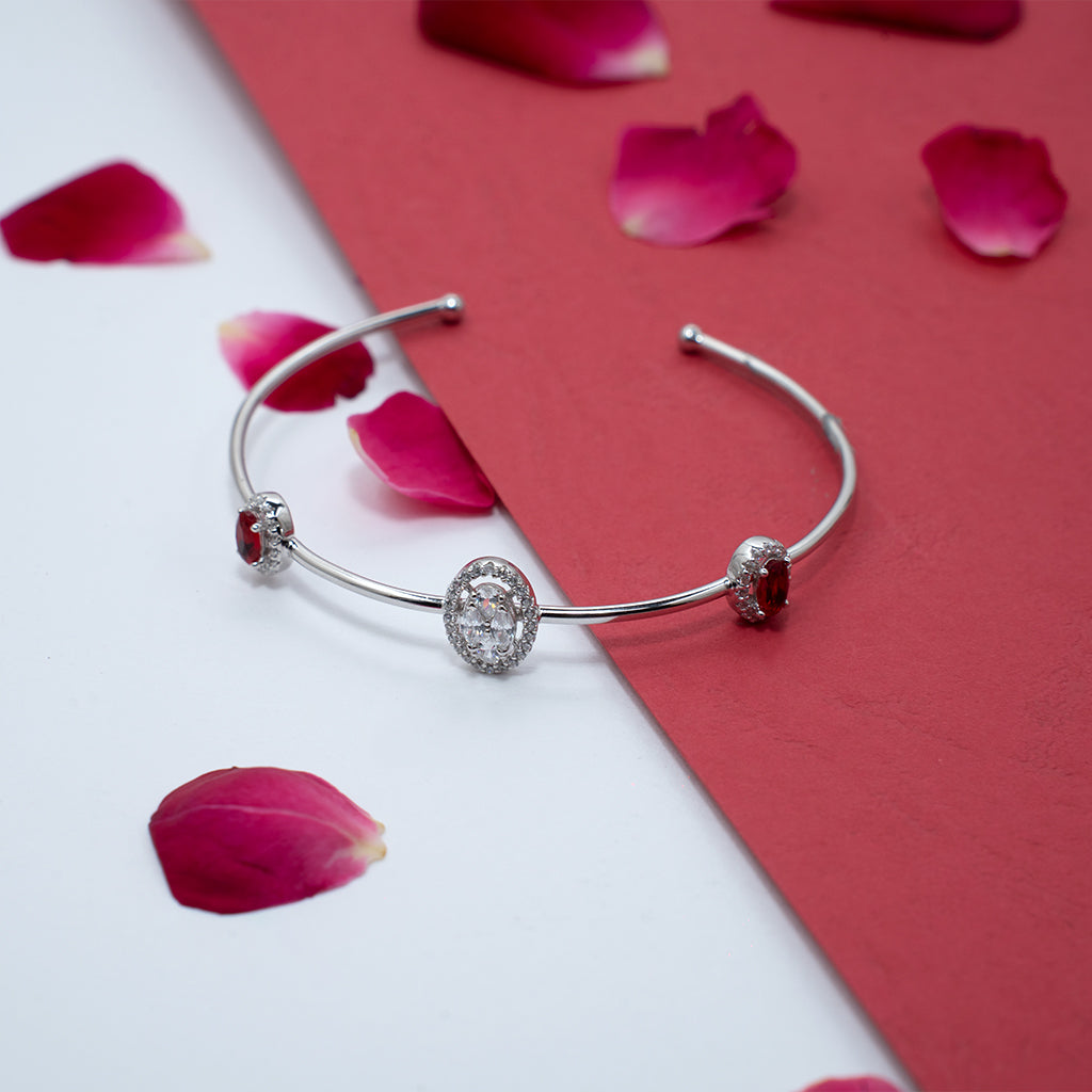 Silver Bracelet featuring Stunning Red Stones