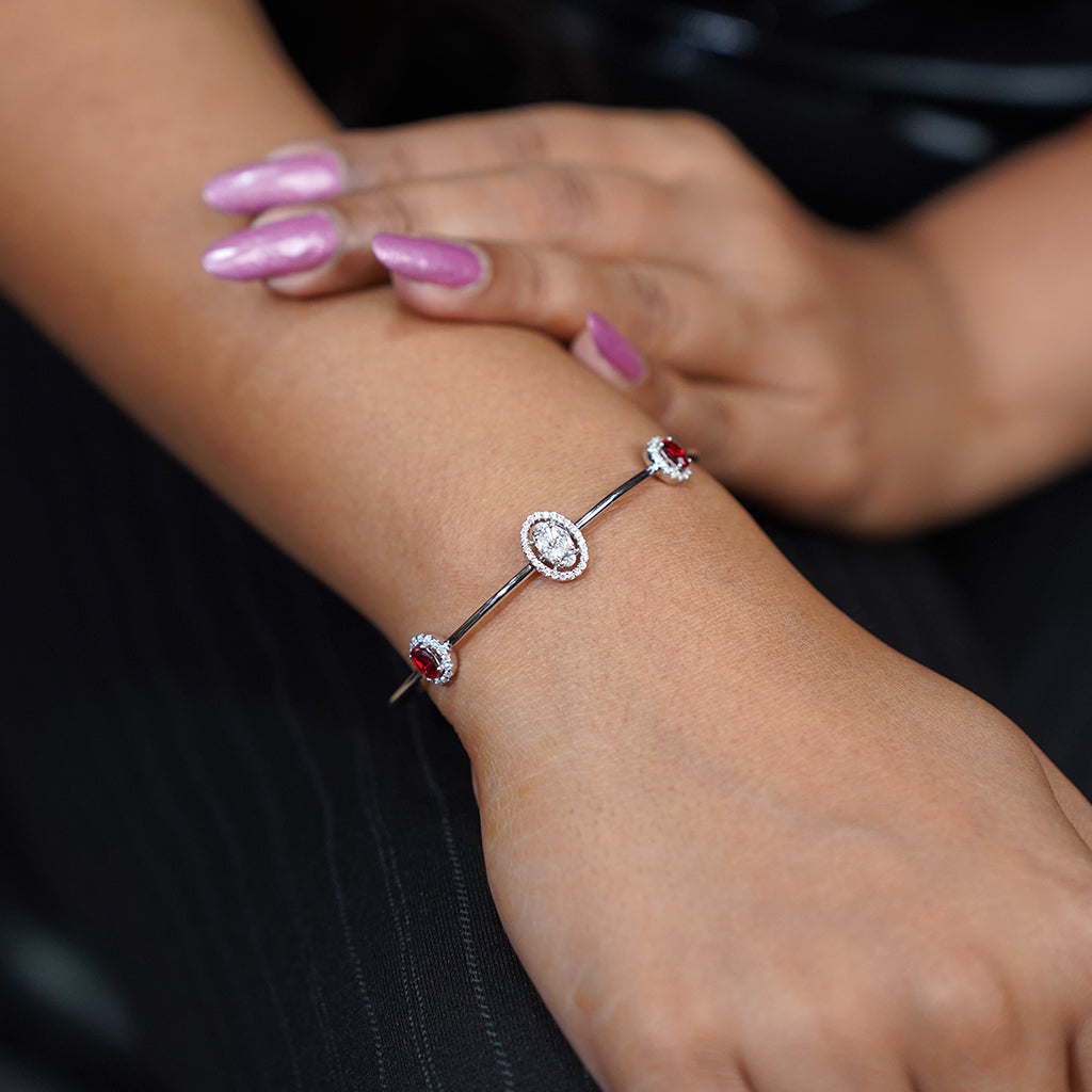 Silver Bracelet featuring Stunning Red Stones