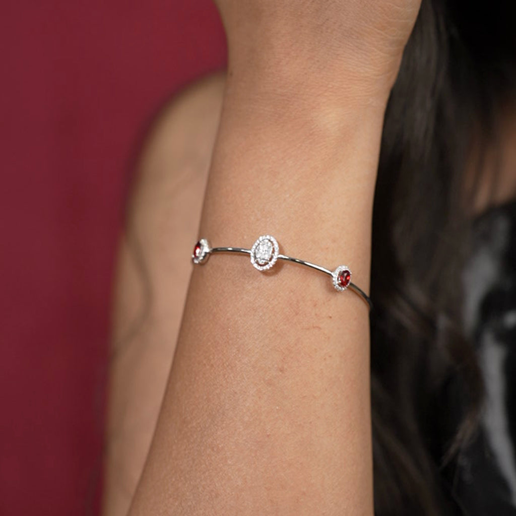 Silver Bracelet featuring Stunning Red Stones