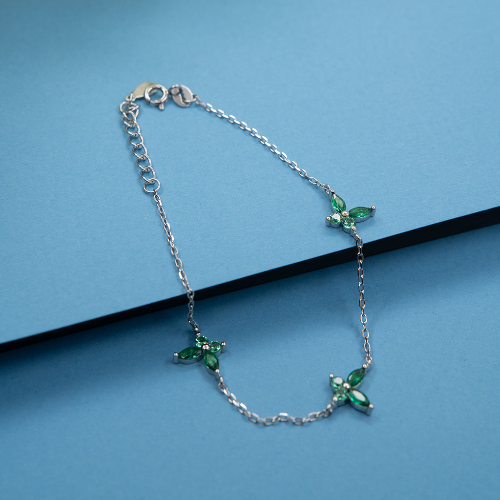 Leaf & Lace Silver Bracelet