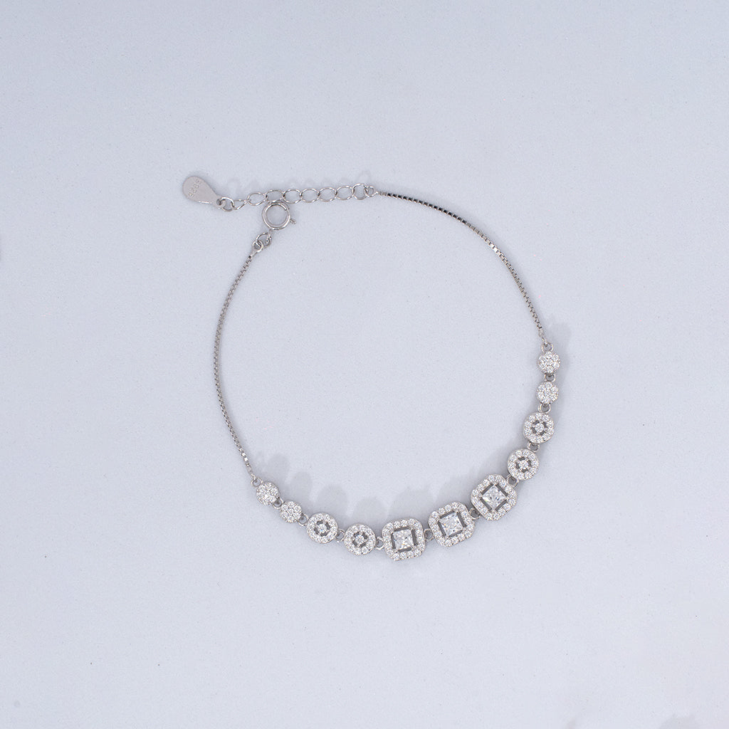Diamond Halo Silver Bracelet