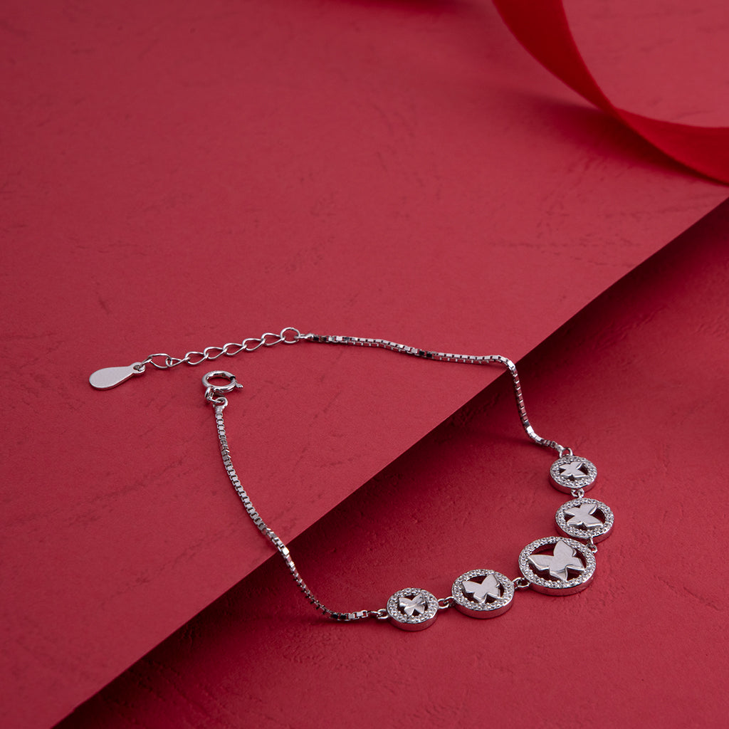 Butterflies Designed Silver Bracelet