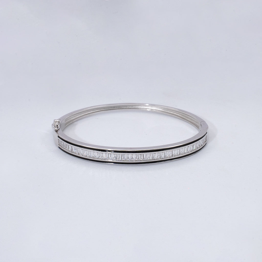 Baguette Cut Diamonds Silver Bracelet