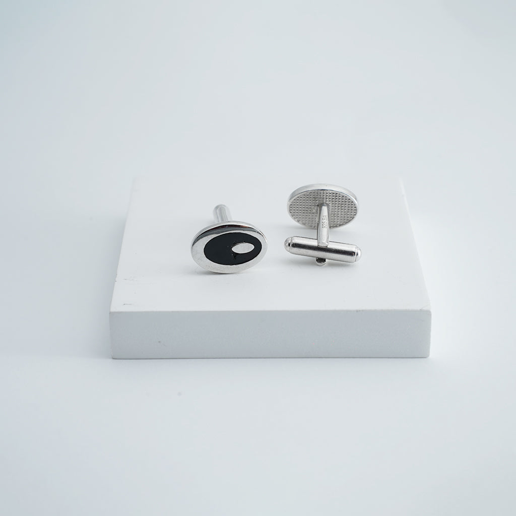 Sleek Oval Silver Cufflinks