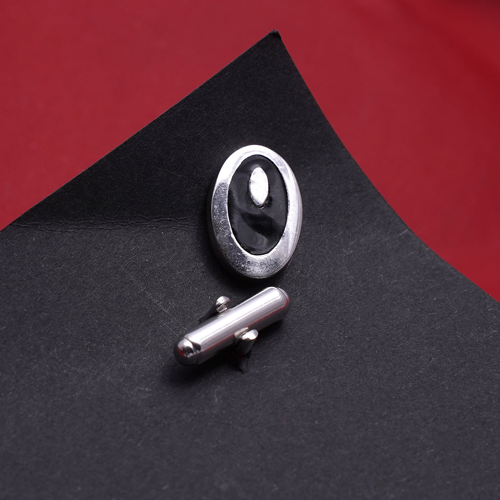 Sleek Oval Silver Cufflinks