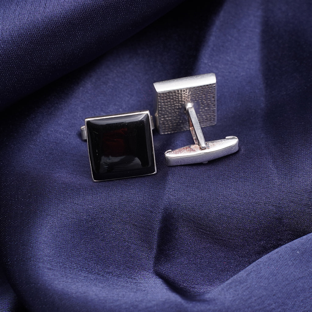 Enamel Square Silver Cufflinks