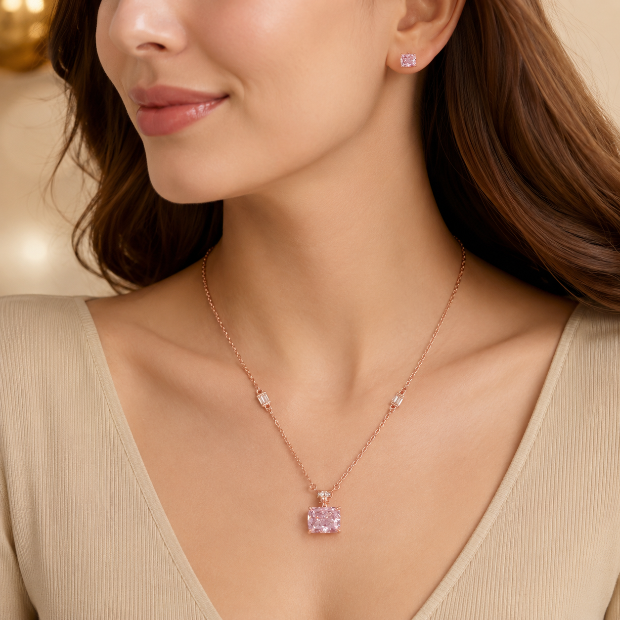 Rosy Spark Pendant Set