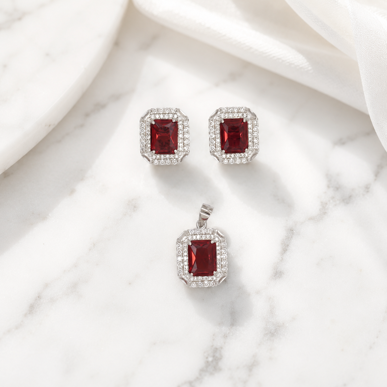 Ruby Prism Pendant Set