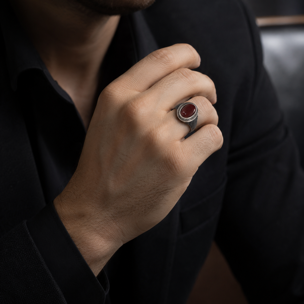 Brown Stone Signet Ring