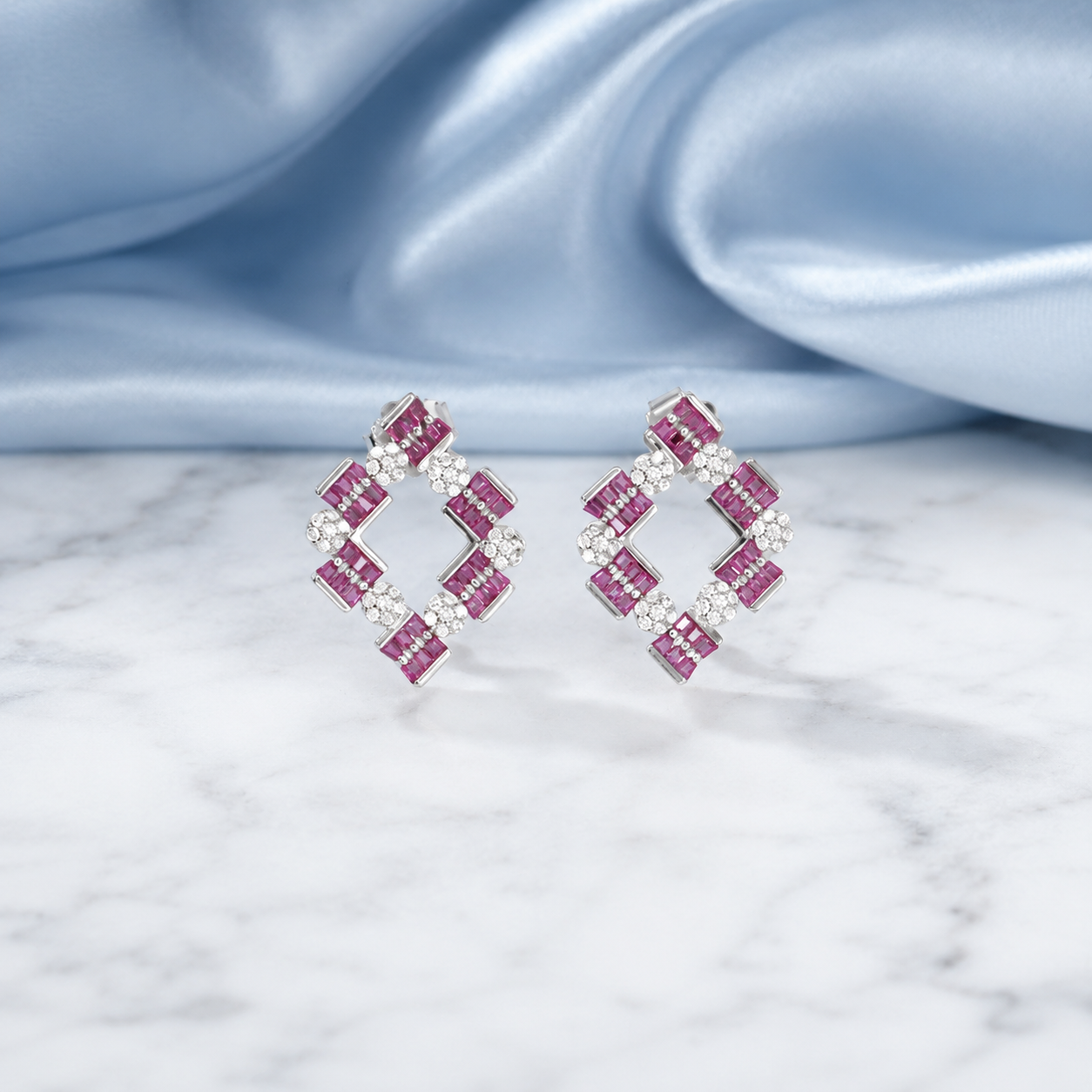 Pink Baguette Earrings