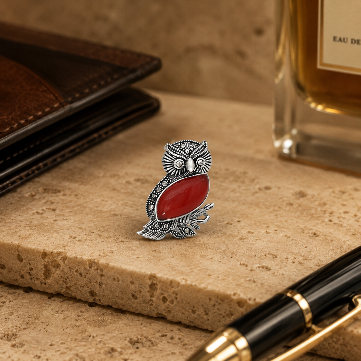 Owlora Silver Brooch