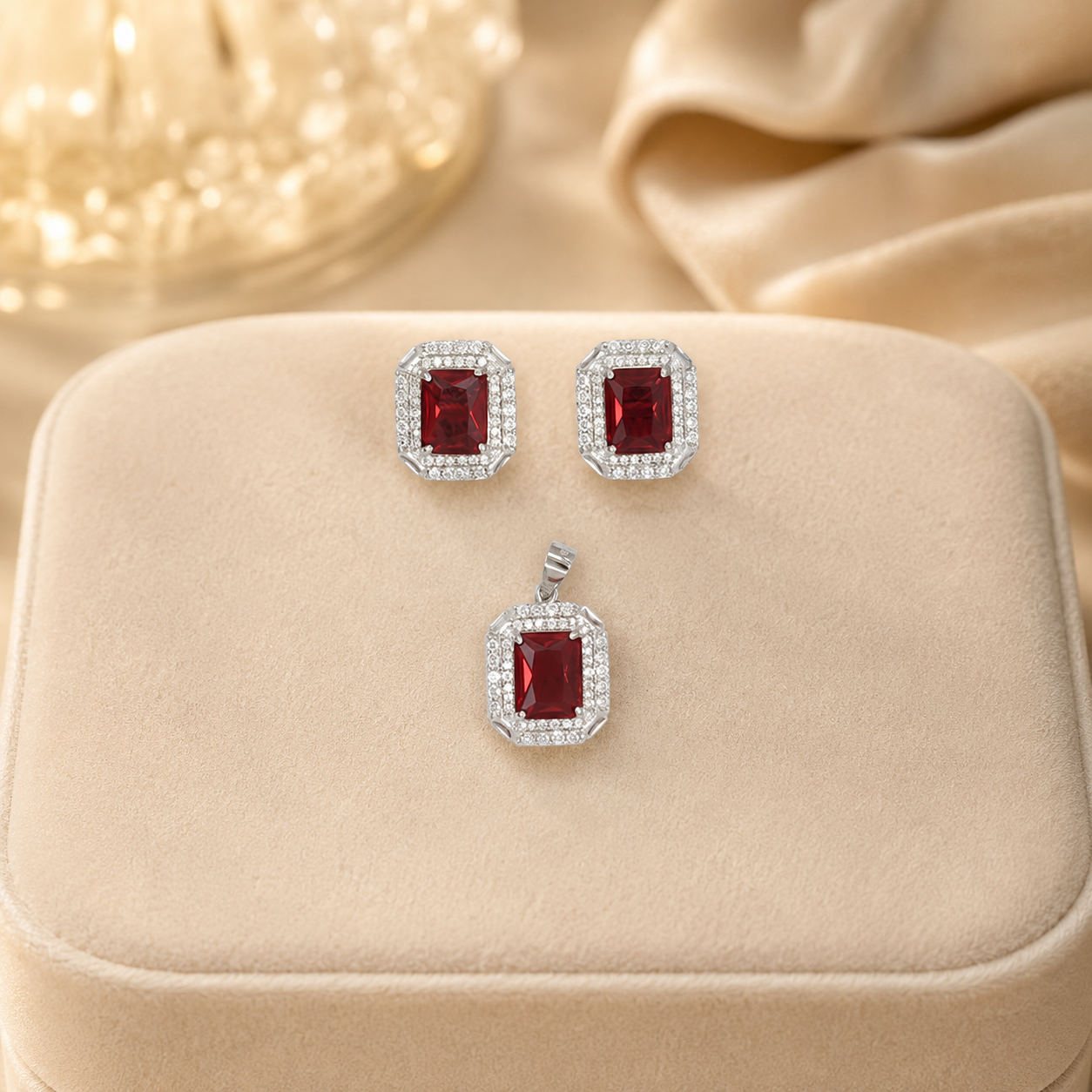 Ruby Prism Pendant Set