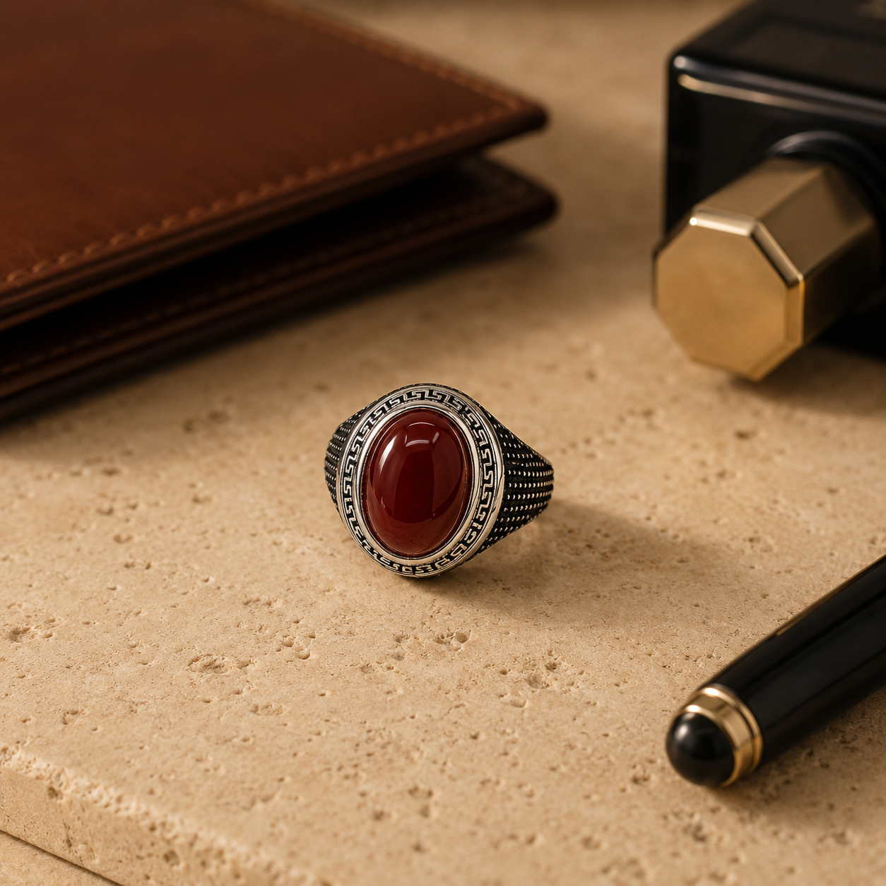 Brown Stone Signet Ring