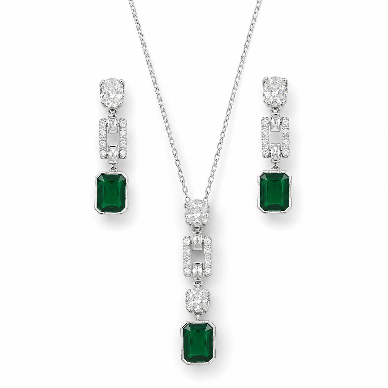 Emerald Charm Pendant Set