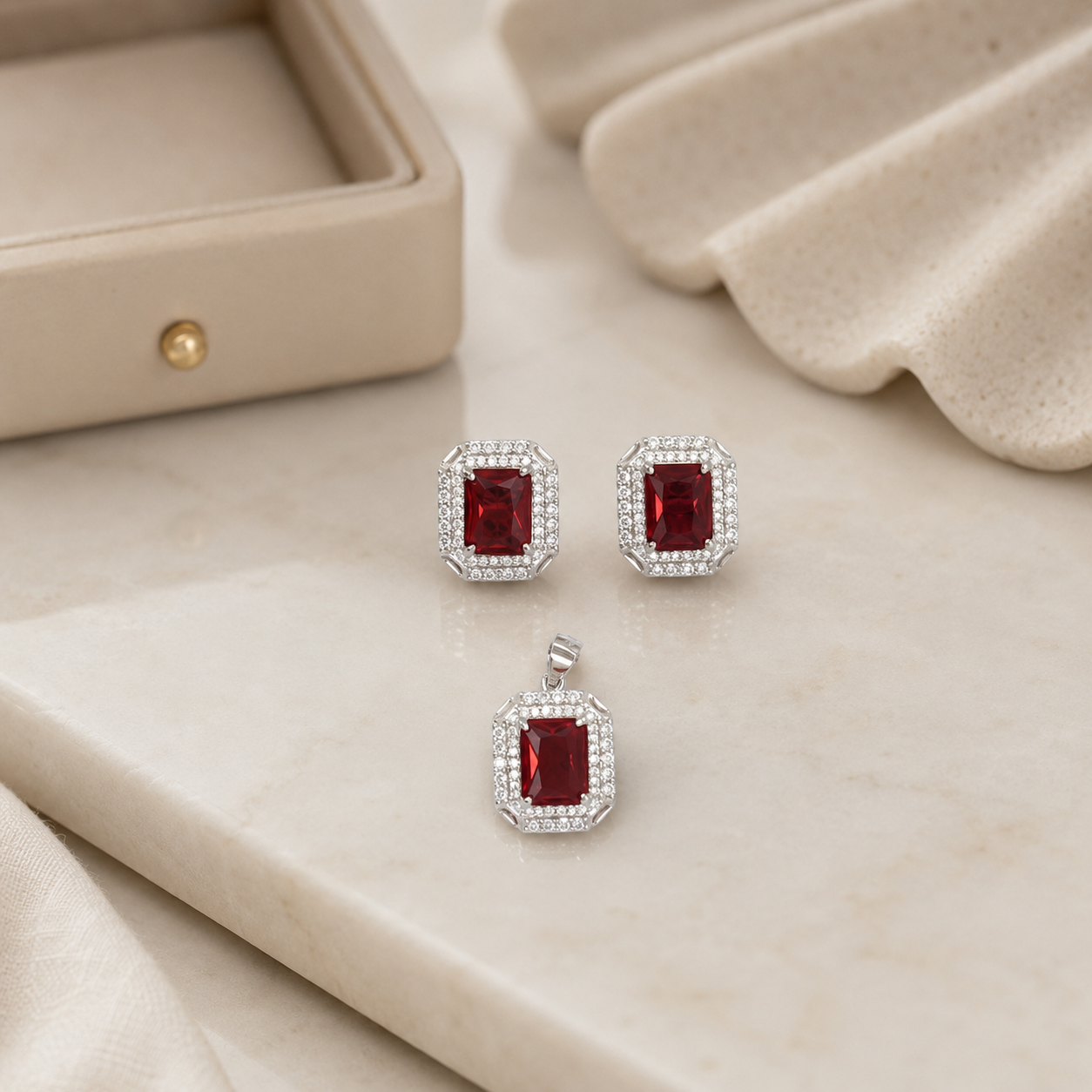Ruby Prism Pendant Set