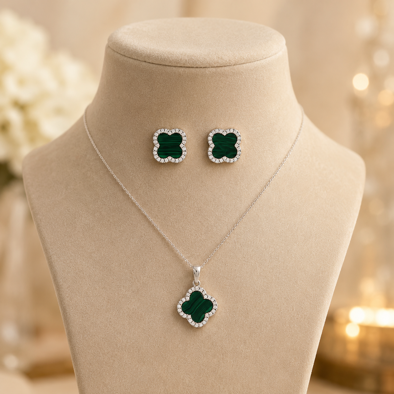 Verdant Diamond Pendant Set