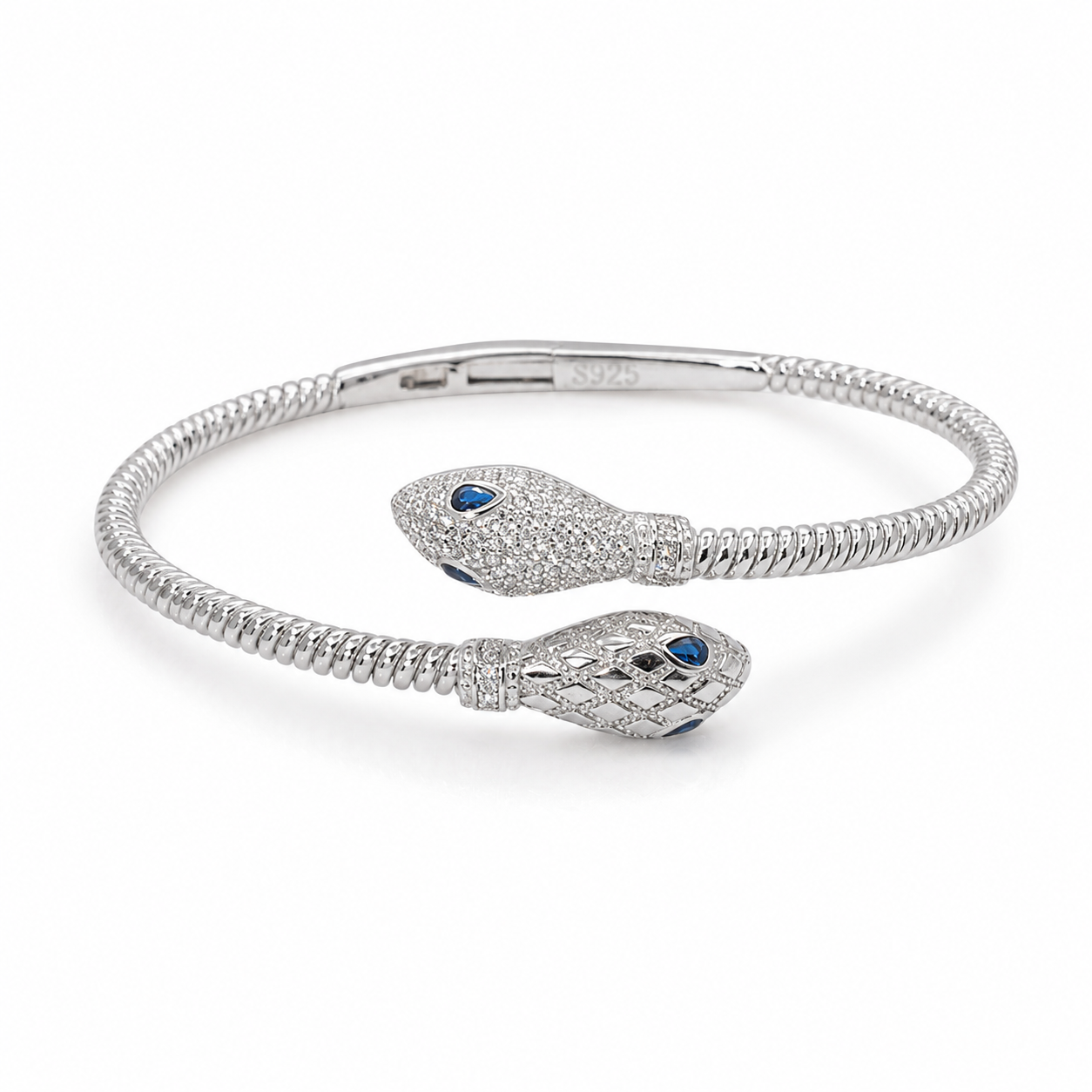 Silver Bracelet Studded with Dimaonds & Blue Stones