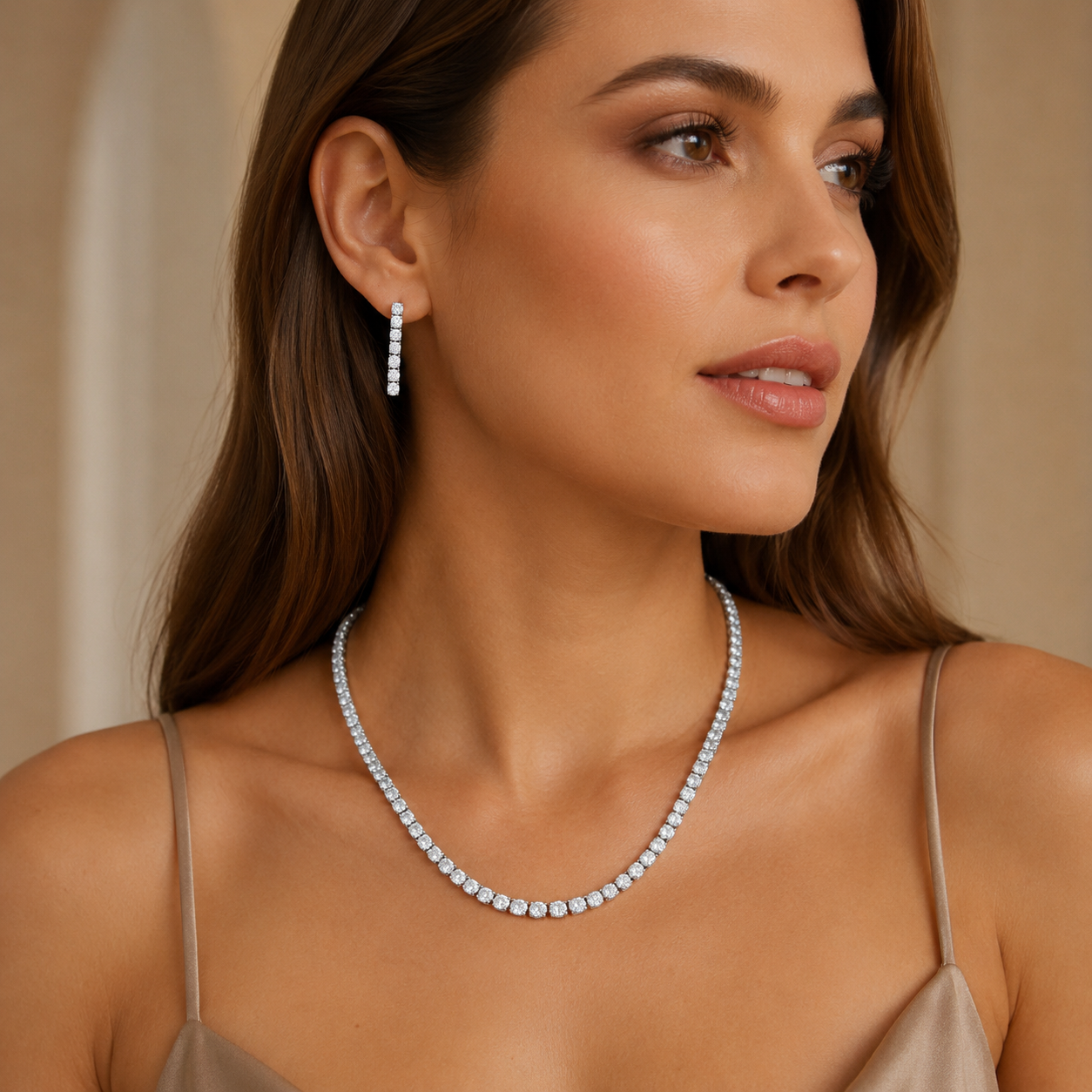 Diamond Solitaire Silver Necklace