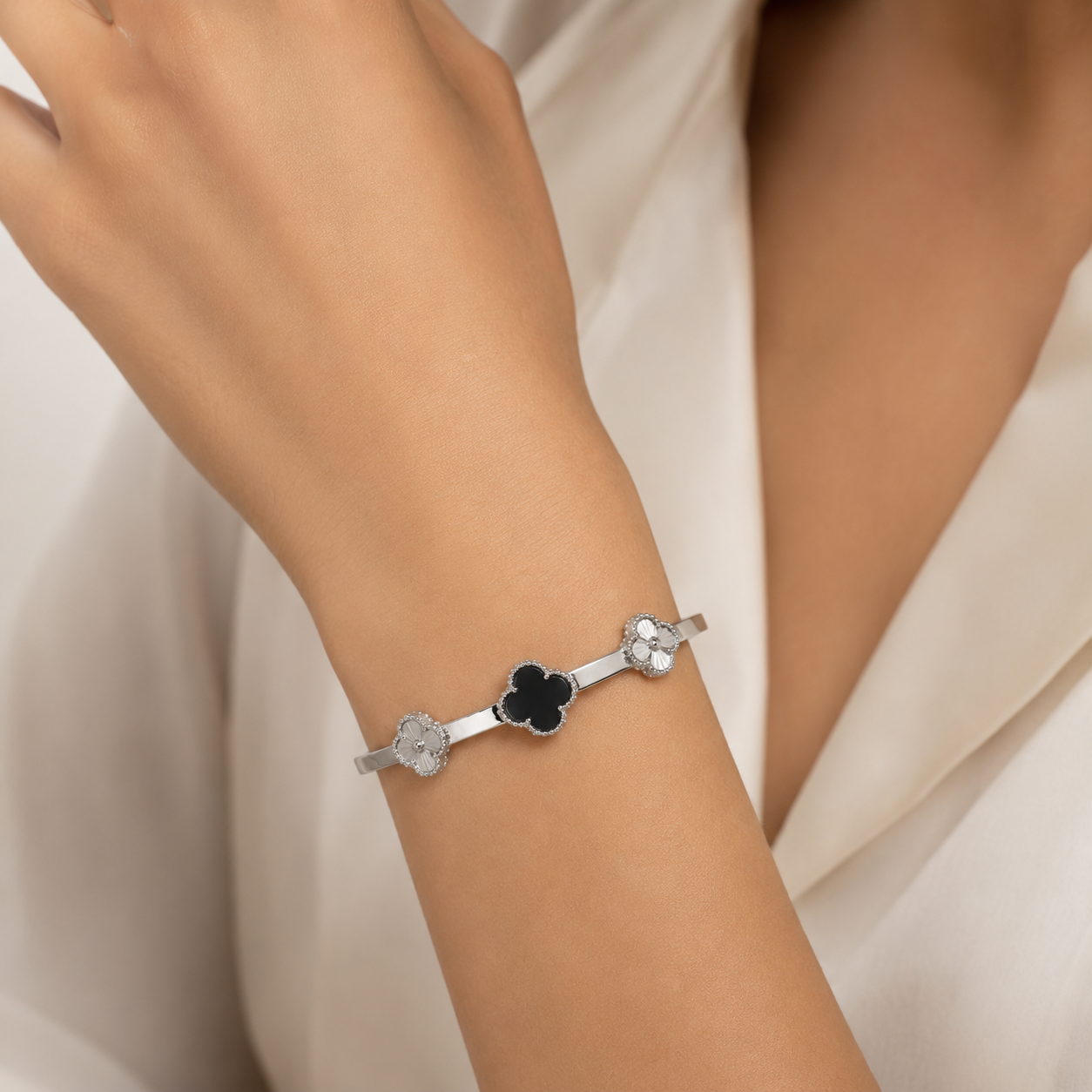 Van Cleef Inspired Silver Bracelet