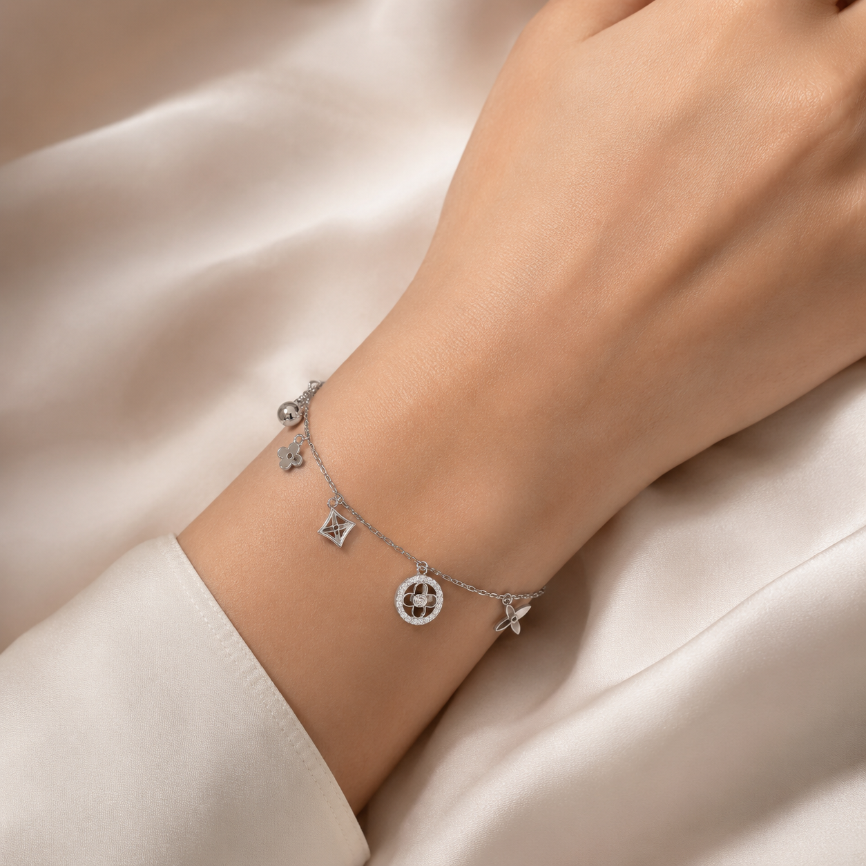 Silver Bracelet With Beautifully Crafted Charms