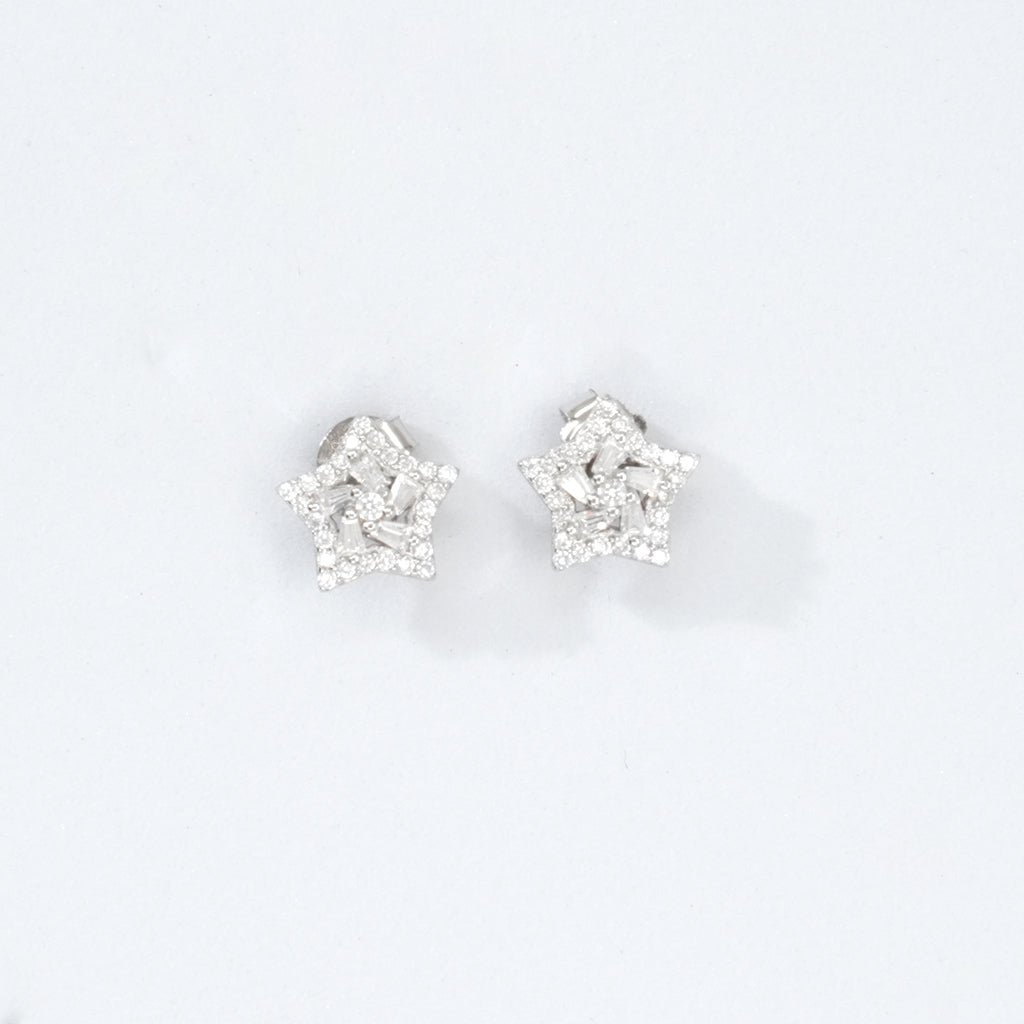 Silver Dazzling Star Earrings
