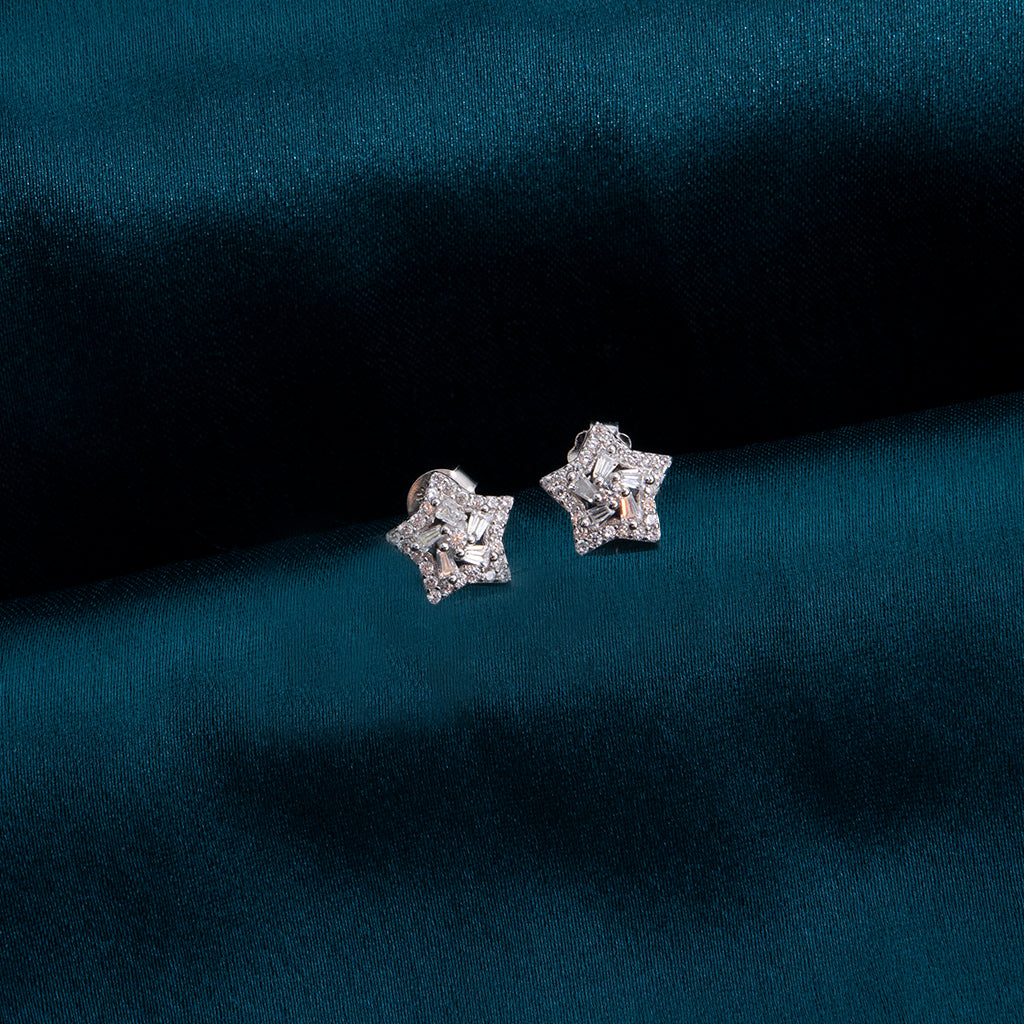 Silver Dazzling Star Earrings