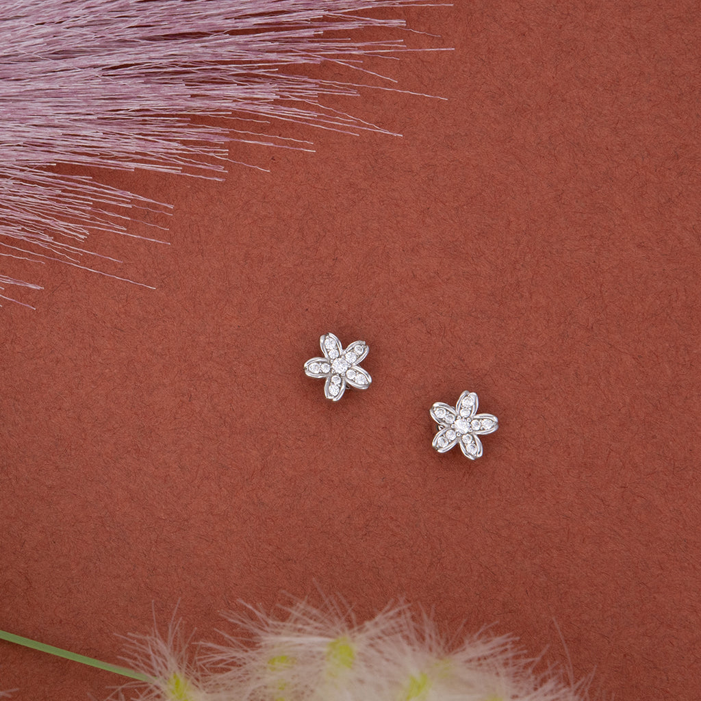 Silver Floral Earrings