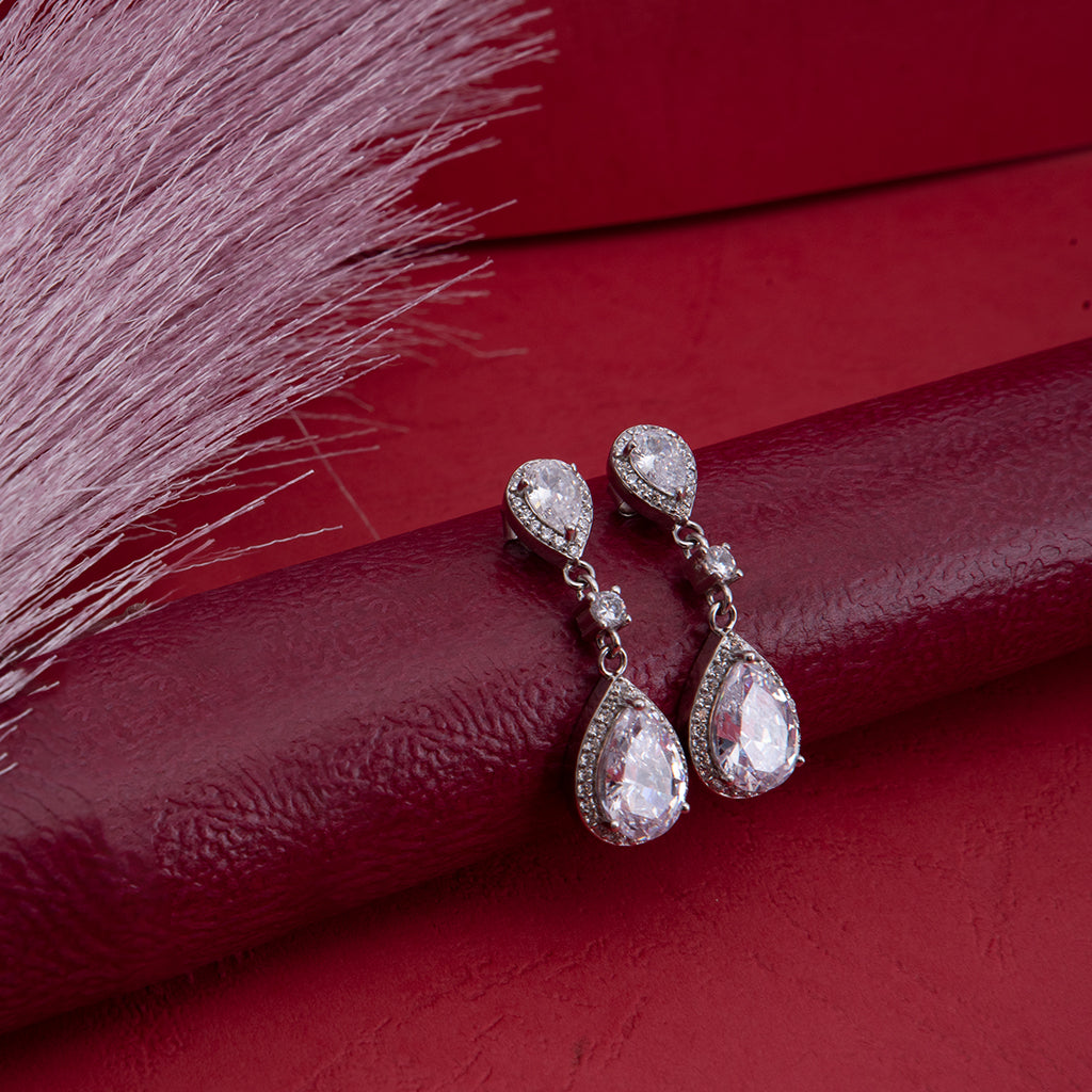 Dazzling Pear Shaped Silver Earrings