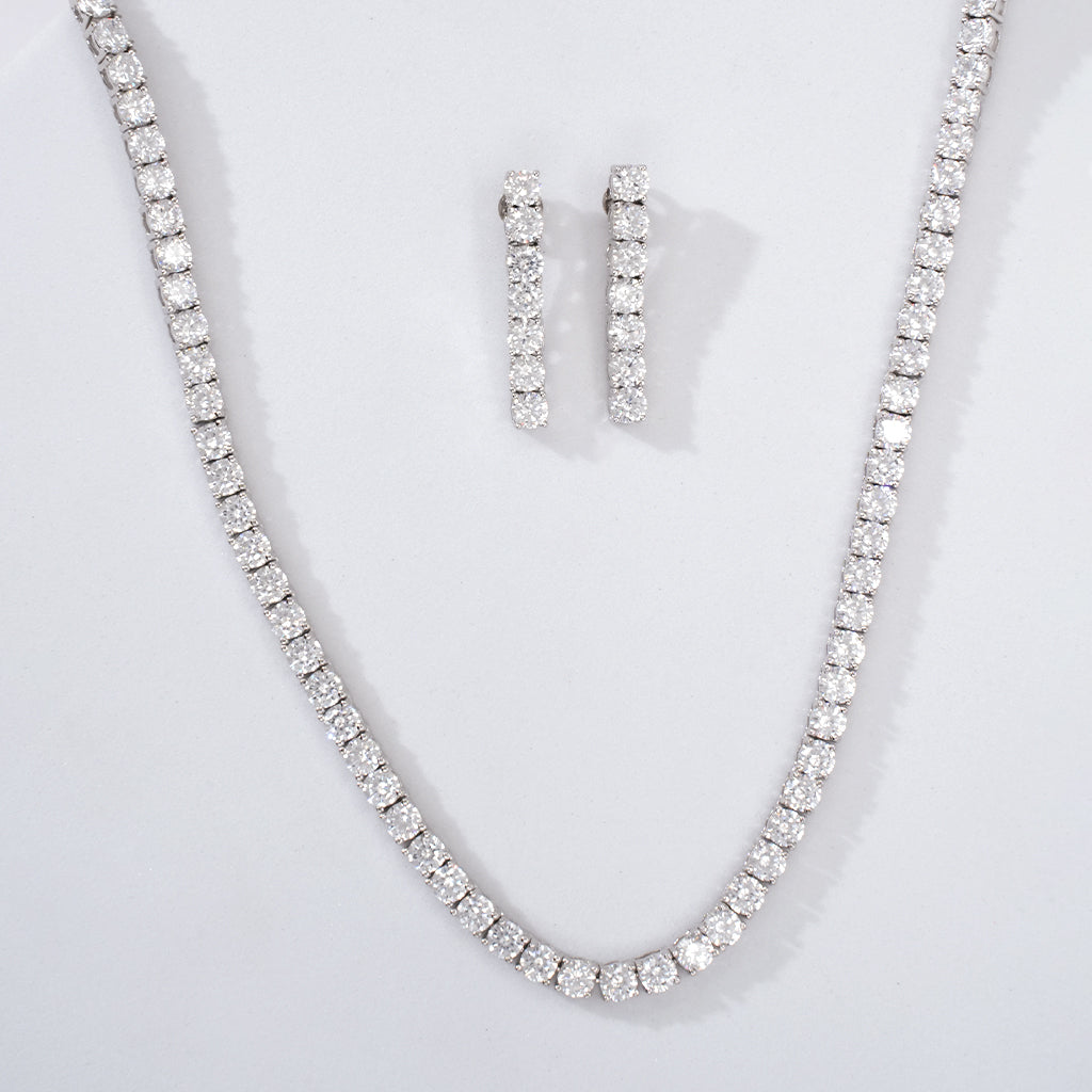 Diamond Solitaire Silver Necklace