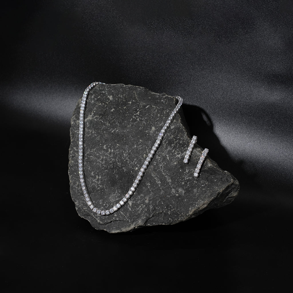 Diamond Solitaire Silver Necklace