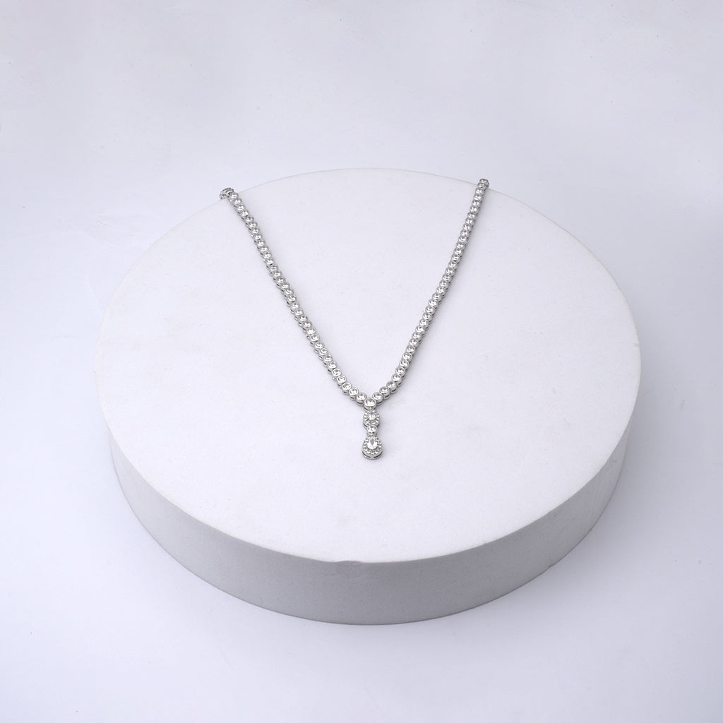 Diamond Studded Silver Necklace