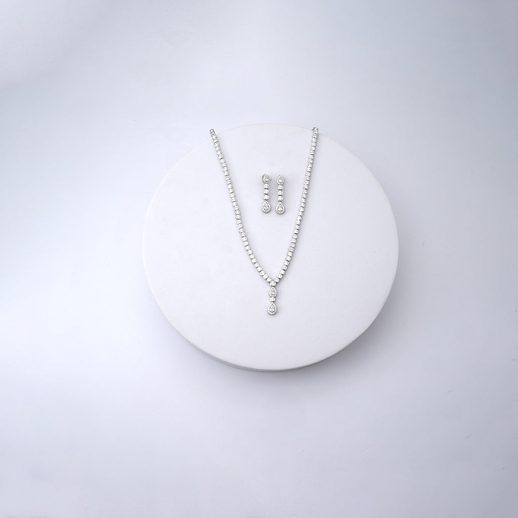 Diamond Studded Silver Necklace