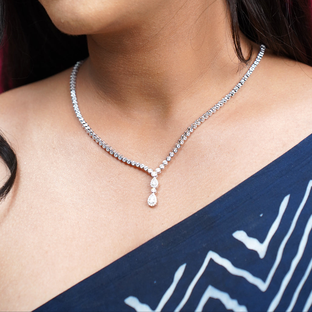 Delicate Silver Diamond Necklace