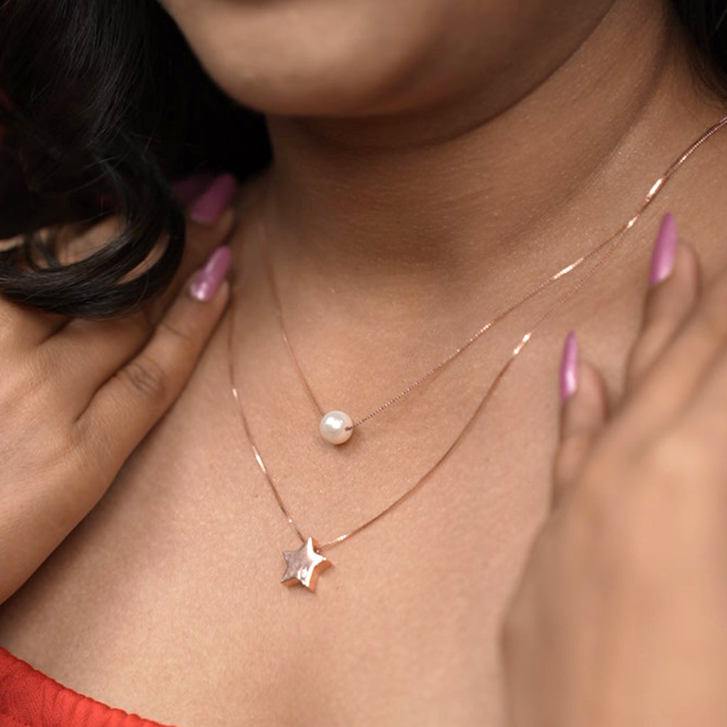 Rose Silver Pearl Pendant