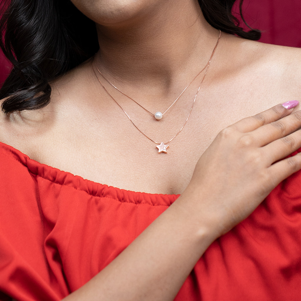 Rose Silver Pearl Pendant