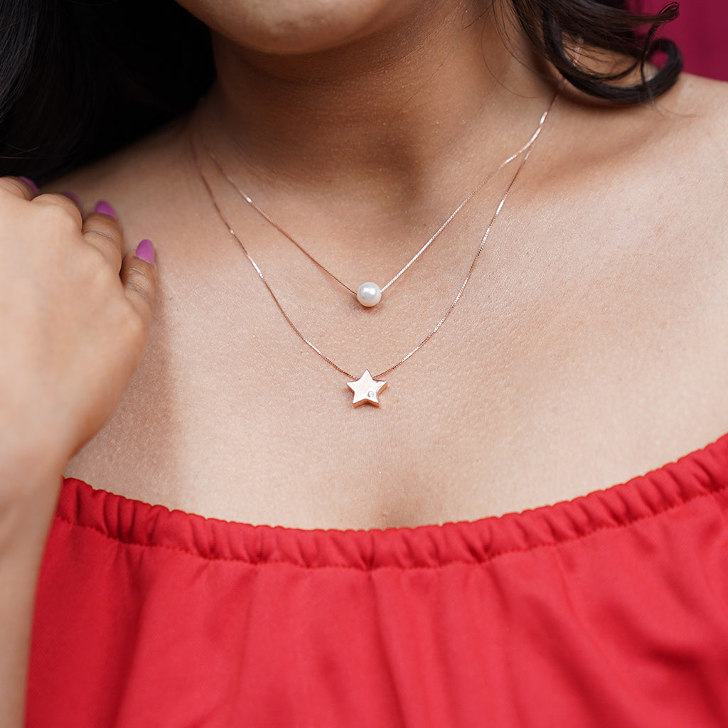 Rose Silver Pearl Pendant