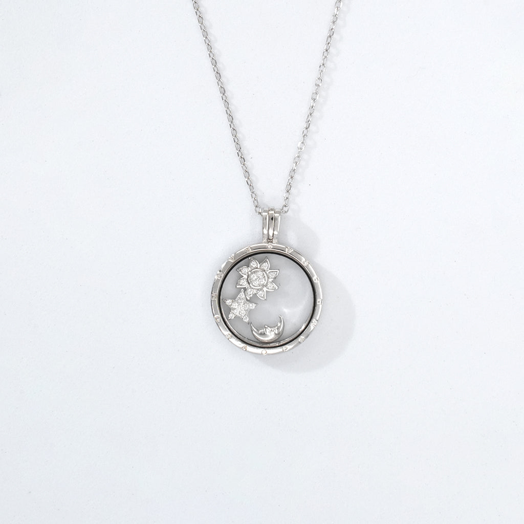 Glass Pendant with Silver Charms Pendant