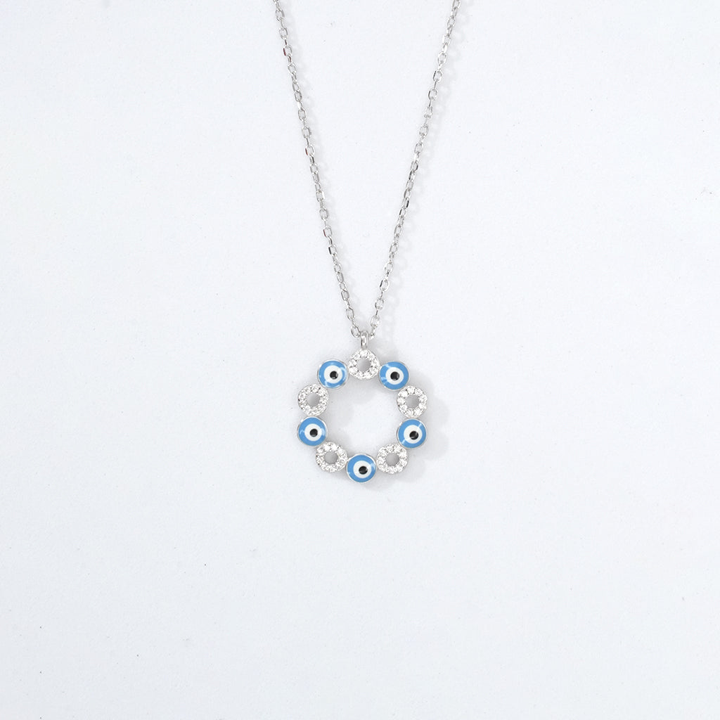 Evil Eye Stones Silver Pendant