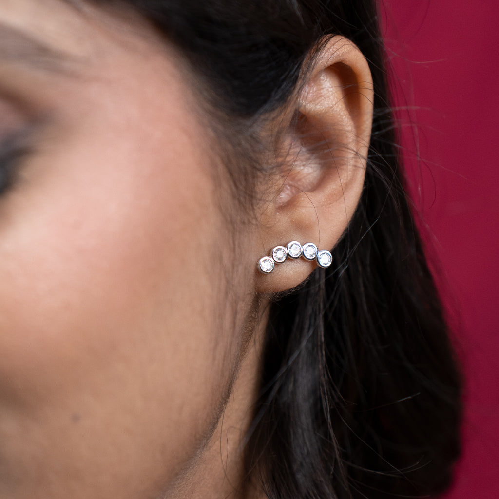 Silver Diamond Pendant Set