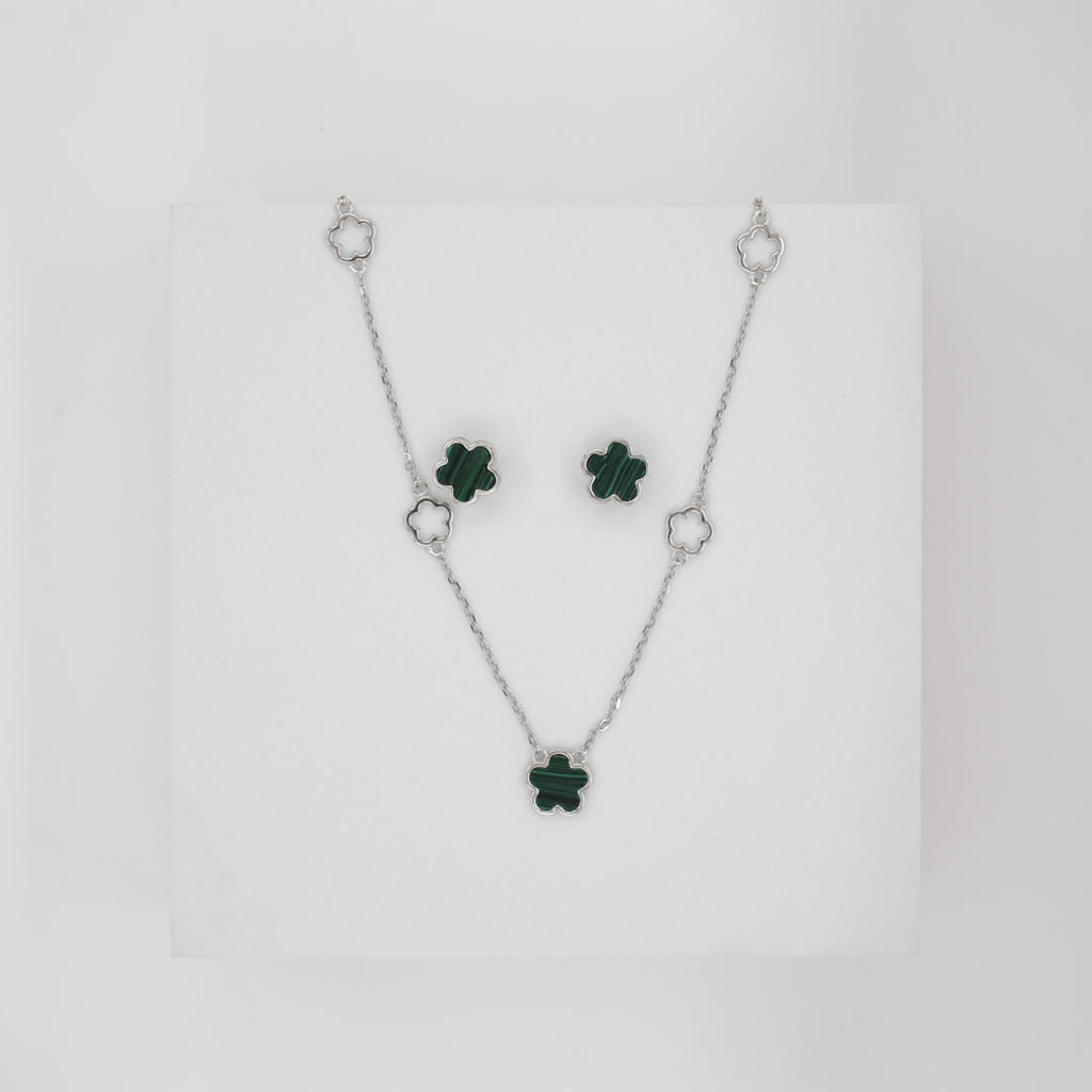 Sterling Silver Pendant Set With Radiant Green Stones