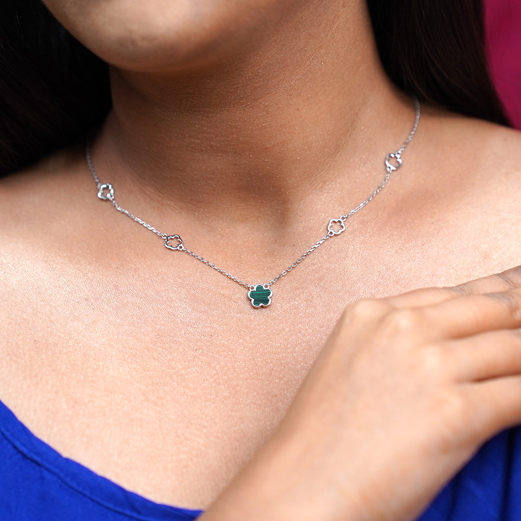 Sterling Silver Pendant Set With Radiant Green Stones