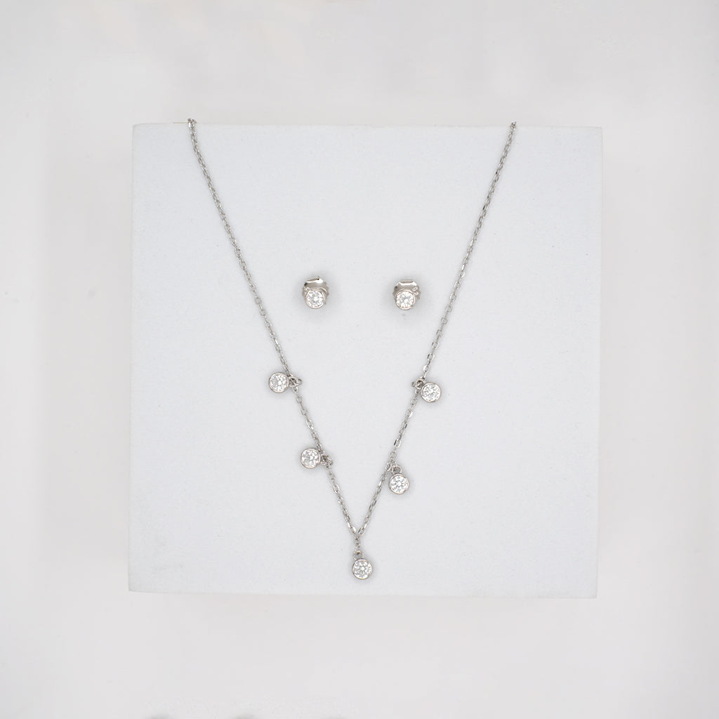 Dazzling Delicate Silver Pendant Set