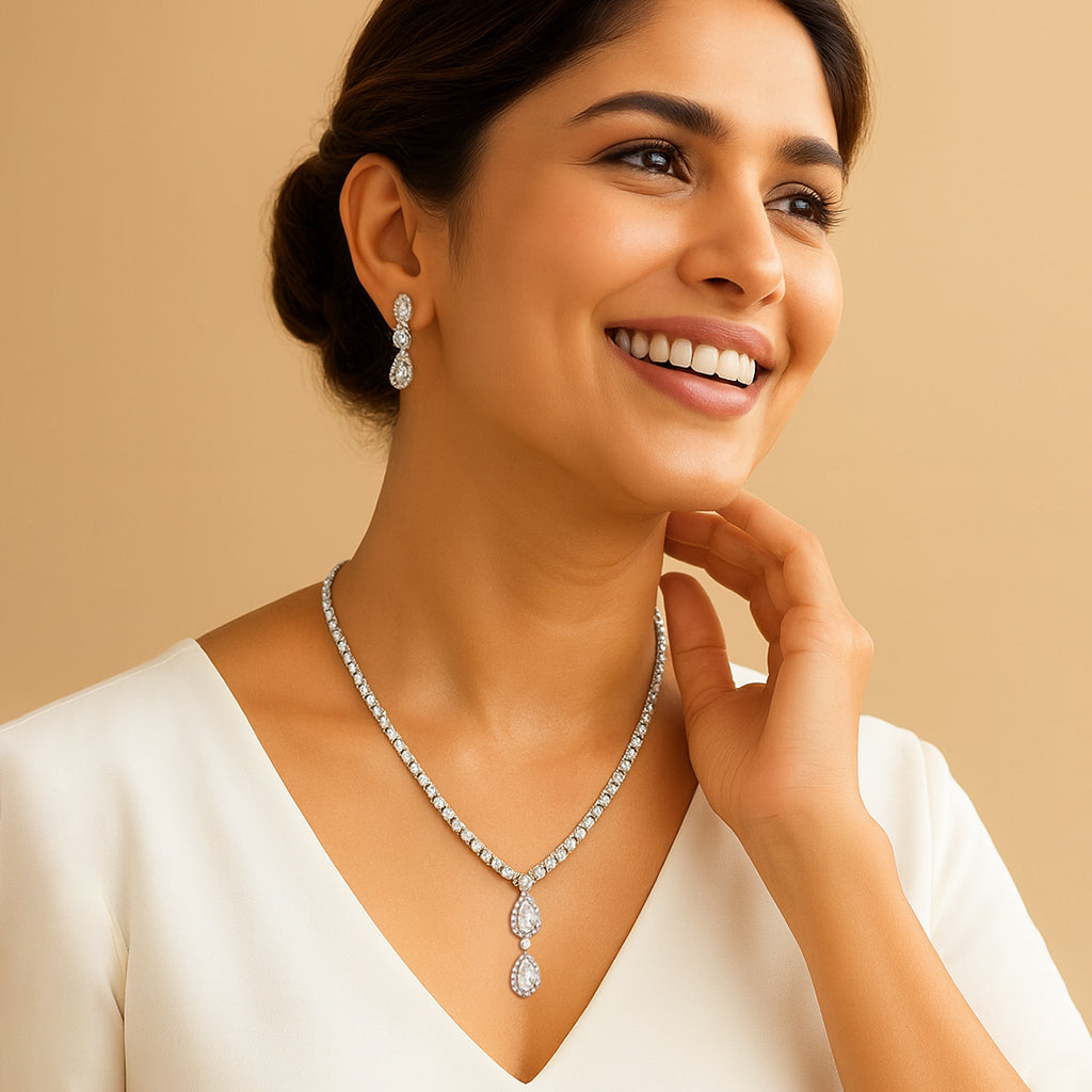 Delicate Silver Diamond Necklace