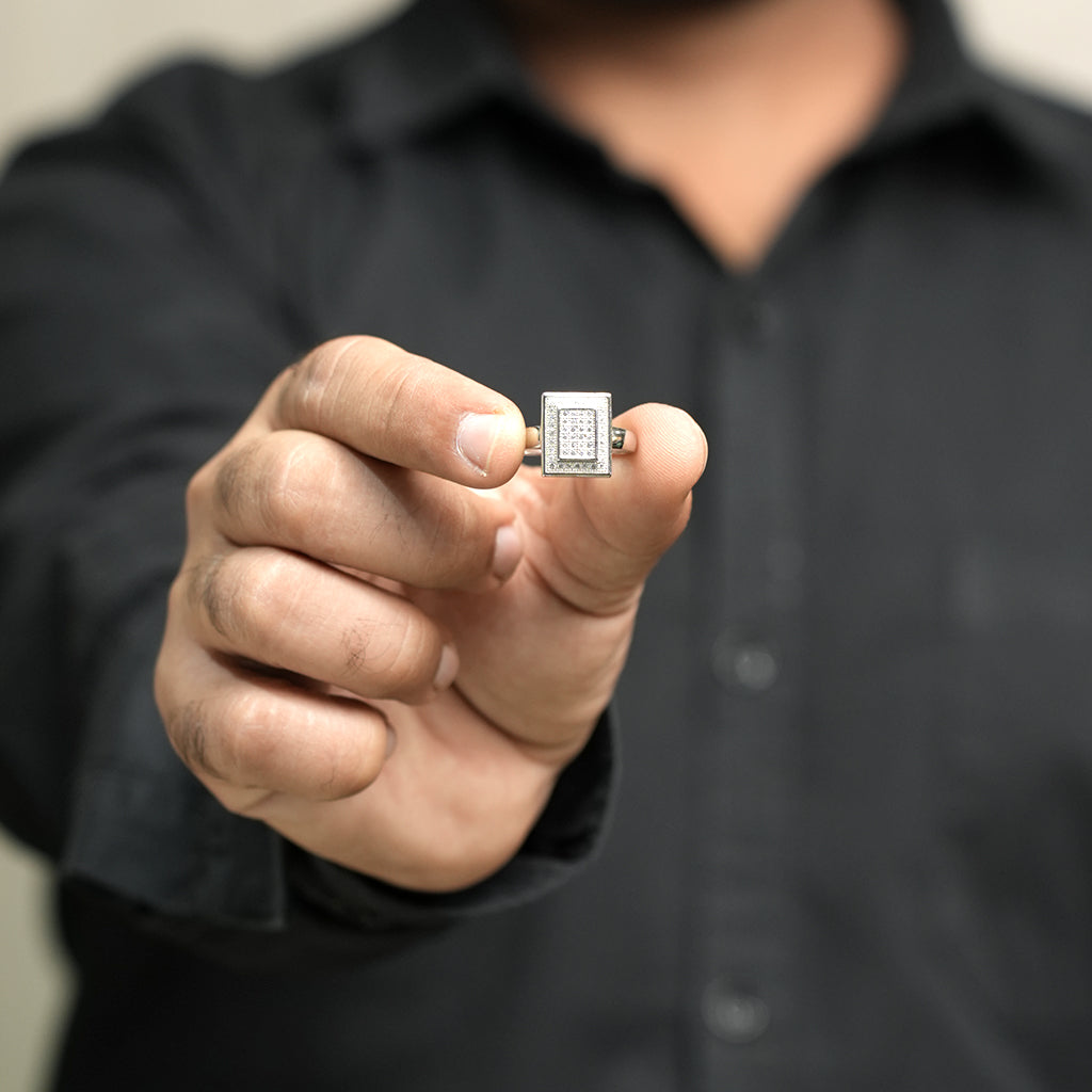 Silver Ring with Striking Rectangular Centerpiece