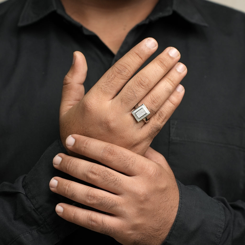 Silver Ring with Striking Rectangular Centerpiece