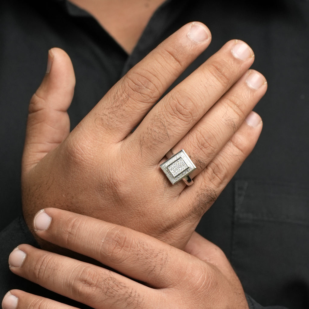 Silver Ring with Striking Rectangular Centerpiece
