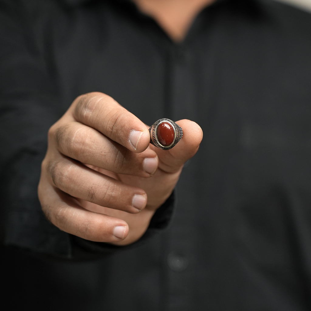 Silver Ring with Brown Stone