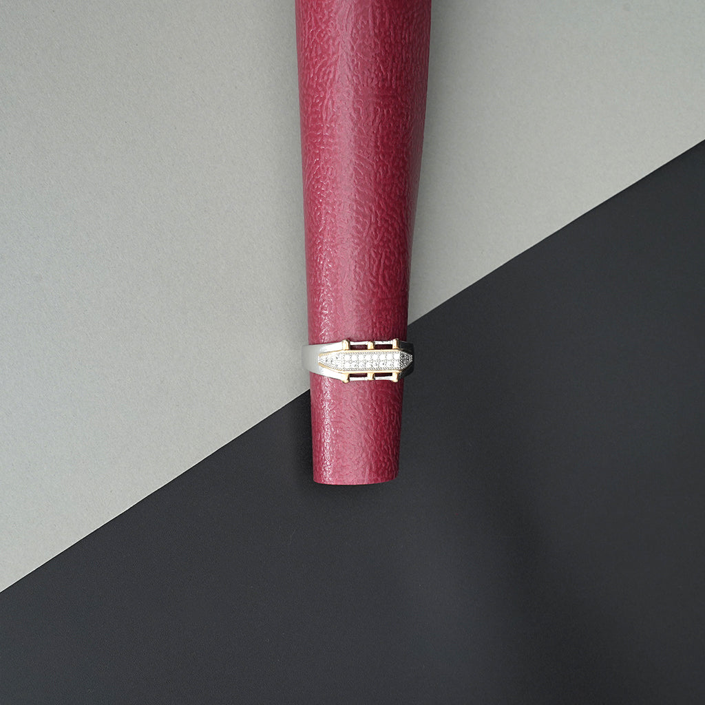 Silver Ring featuring a Minimal Gold Polish