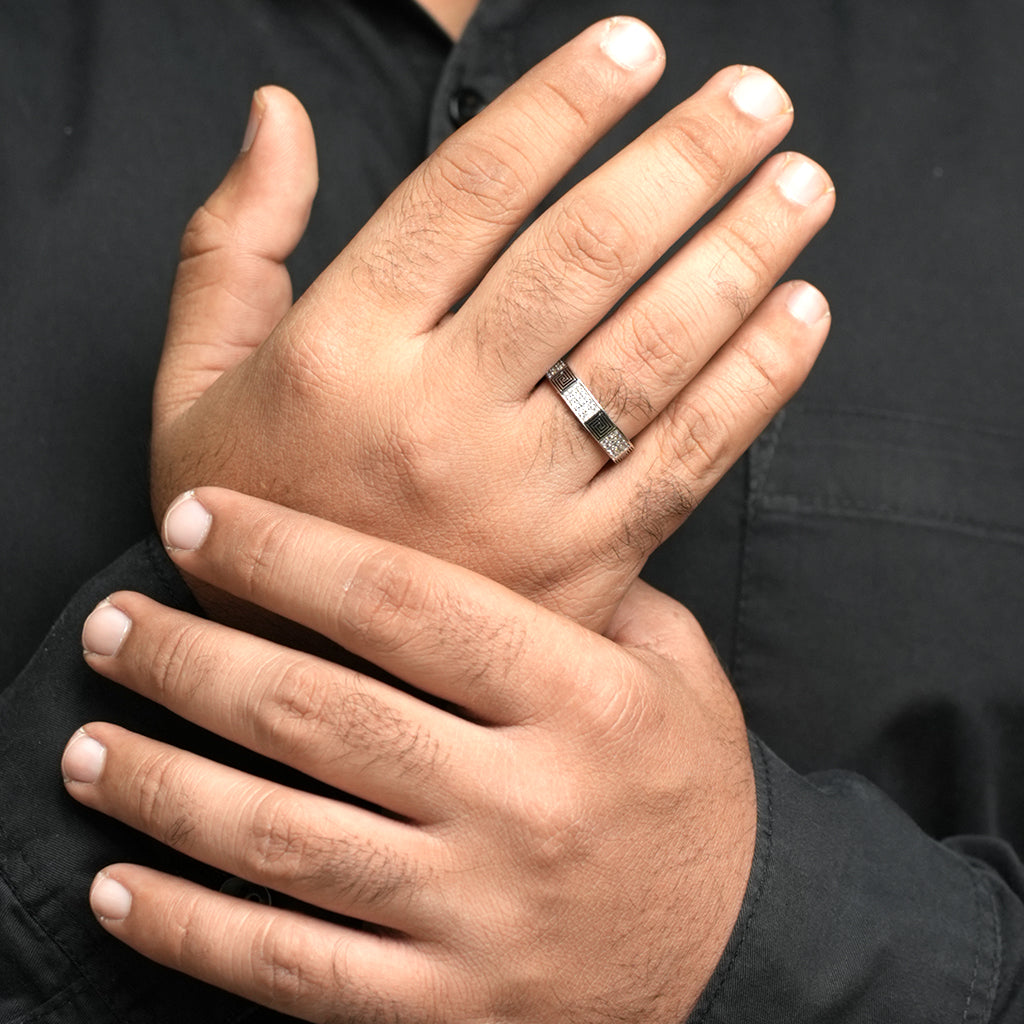 Diamond Studded Silver Band