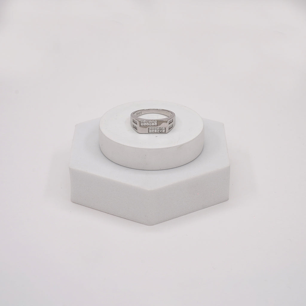 Diamond Studded Silver Ring